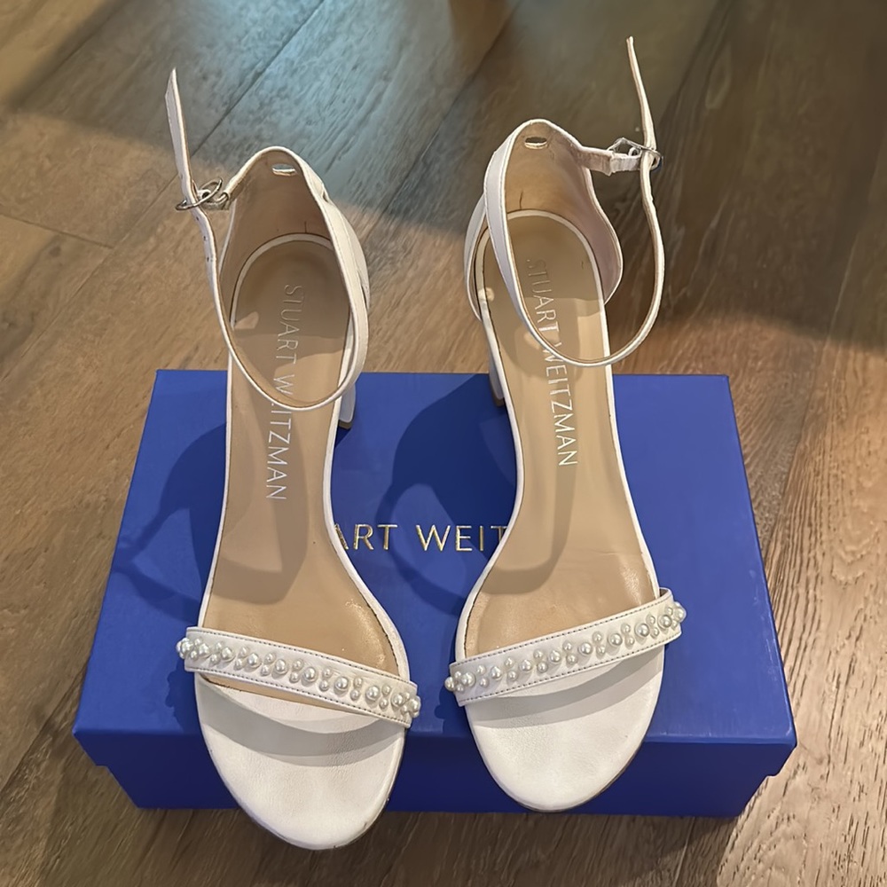 Stuart Weitzman Nearlynude Demipearl White Nappa sz40